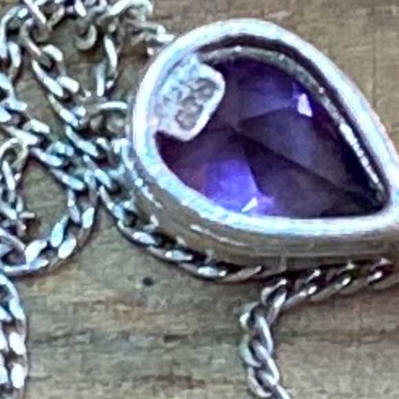 Purple Drop Stone Necklace - Picture 2 of 6
